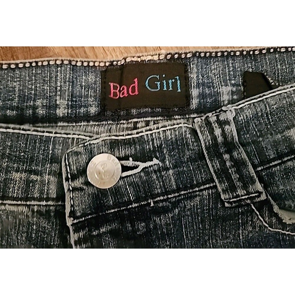 Vintage Bad Girl Jeans 7 Straight 29x30 Distressed Y2k Retro - Picture 6 of 14